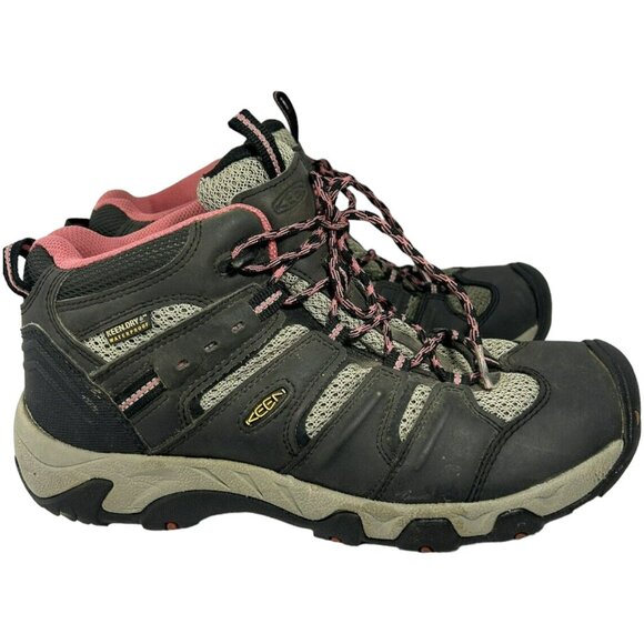 KEEN Koven Mid Waterproof Hiking Boots - Gray/Pink - 7.5 - Picture 2 of 11